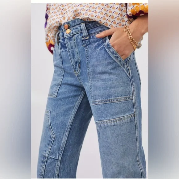 Anthropology Pilcro The Wanderer Relaxed Jeans Blue Denim Boho Straight 27 - Picture 3 of 16